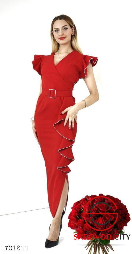 Женское вечернее макси платье с поясом - Bruno фото 2