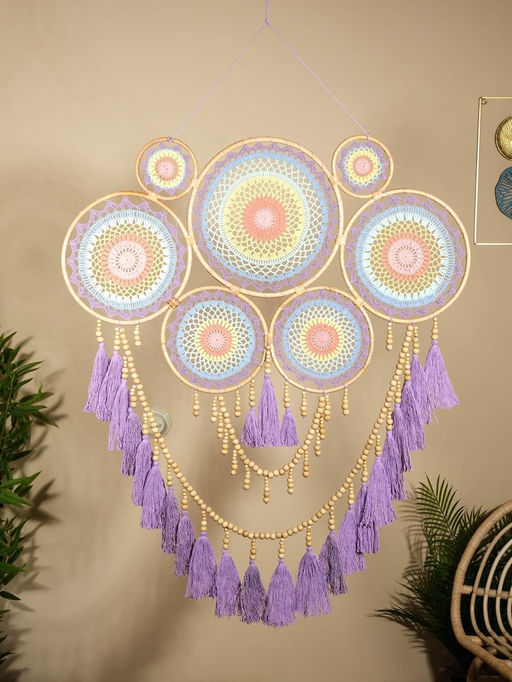 Ловец снов «Грезы», 85×2×130 см, текстиль, ротанг