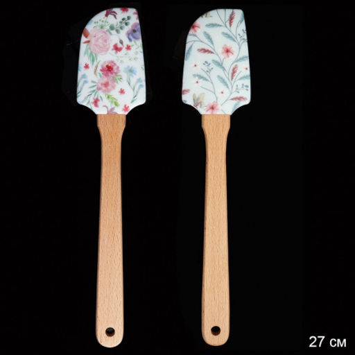 Лопатка кулинарная силиконовая с деревянной ручкой/ M-843 /уп 330/ - Галеонтрейд фото 4