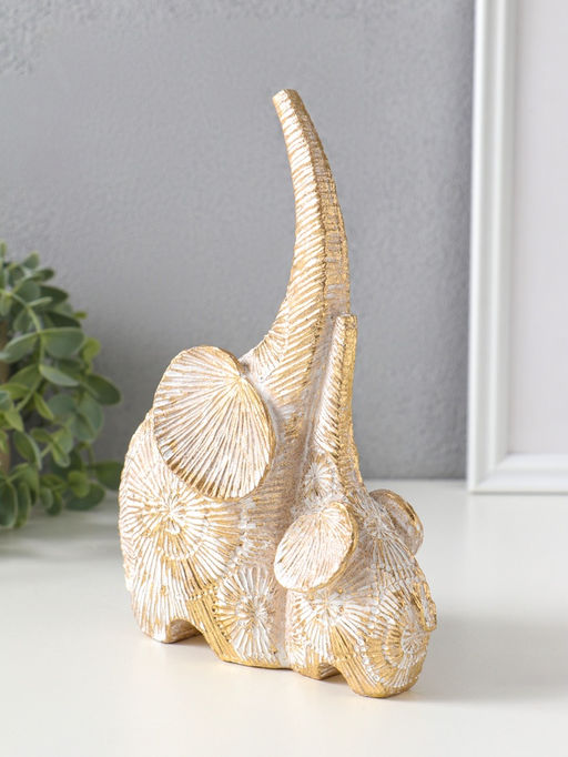 Фигура полистоун «Слон со слонёнком. Золотые круги», 15×7×20.5 см