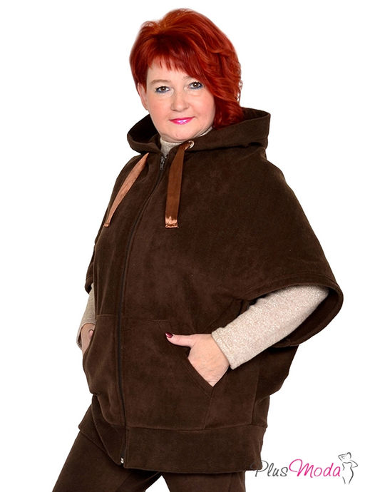 Толстовка-пончо Модель №1443 размеры 44-84 - Plusmoda фото 7