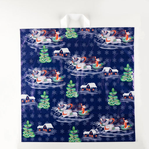 Цена за 25 шт. Пакет новогодний «Тройка», полиэтиленовый с петлевой ручкой, 55×55 см, 60 мкм