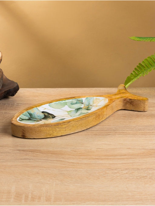 Блюдо в форме рыбки «Оливковая ветвь», 25.5×10×2 см, дерево манго