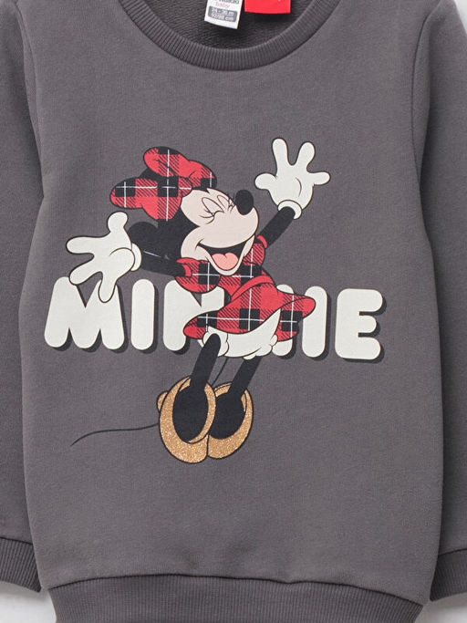 Bisiklet Yaka Uzun Kollu Minnie Mouse Bask?l? Pamuklu K?z Bebek Sweatshirt - Waikiki фото 3
