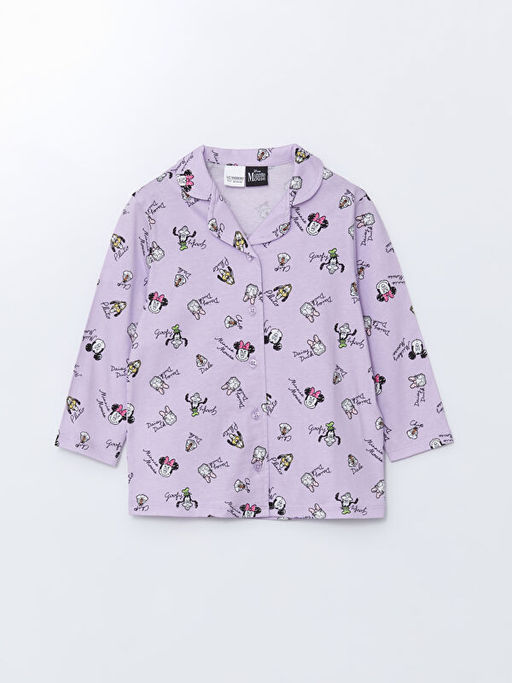 G?mlek Yaka Minnie Mouse Bask?l? K?z ?ocuk Pijama Tak?m