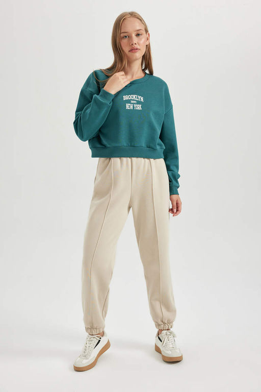 Толстый толстый свитшот Cool Oversize с круглым вырезом - Defacto фото 2