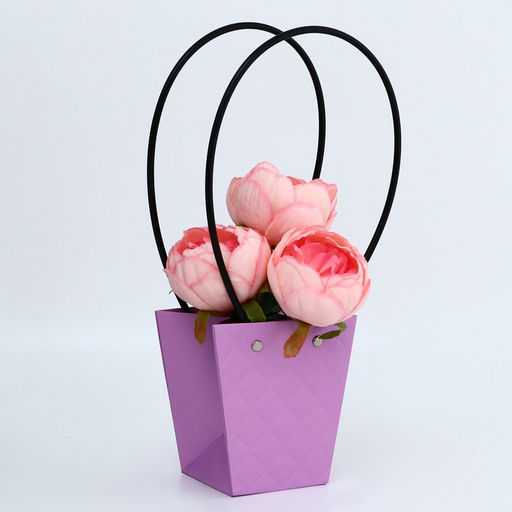 Цена за 10 шт. Сумка для цветов тиснение розовый влагостойкая, 12x12-8x8-12.5 см - UPAK LAND фото 4