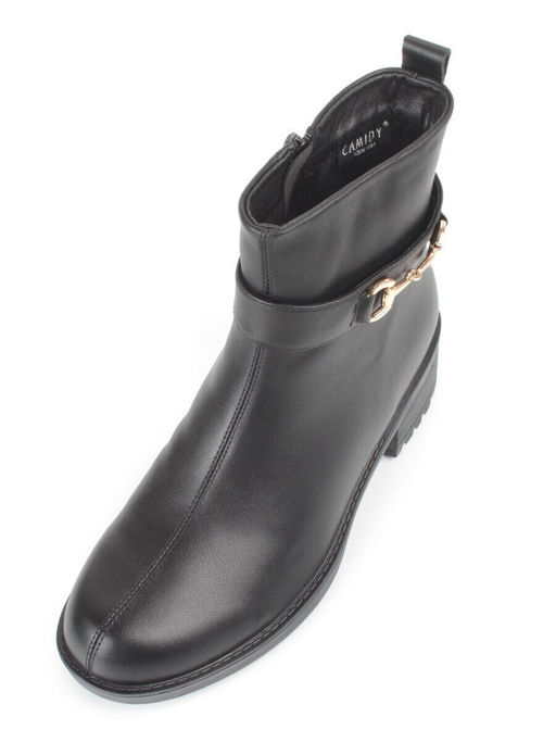 01-5575-1 BLACK Ботинки демисезонные женские (натуральная кожа, натуральная байка)