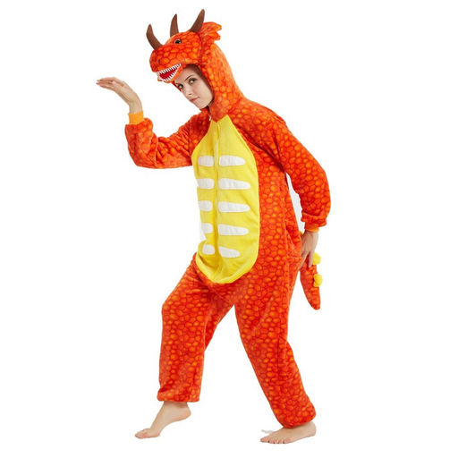 Кигуруми для взрослых Дракон Трицератопс оранжевый - Storyland фото 2