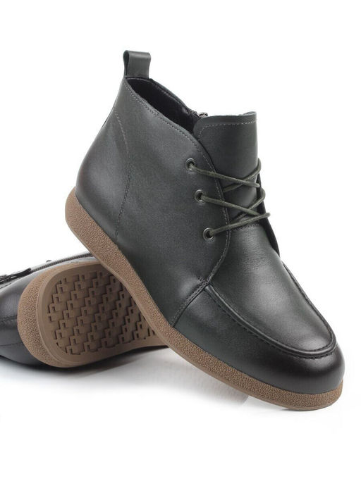 01-S77-97 DK. GREEN Ботинки демисезонные женские (натуральная кожа, байка)