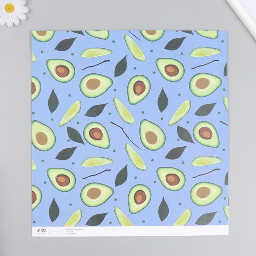 Цена за 5 шт. Бумага для скрапбукинга двусторонняя «Авокадо», плотность 180 г, 30.5×32 см