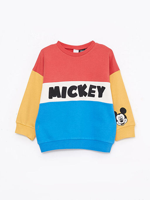 Bisiklet Yaka Uzun Kollu Mickey Mouse Bask?l? Erkek Bebek Sweatshirt - Waikiki фото 3