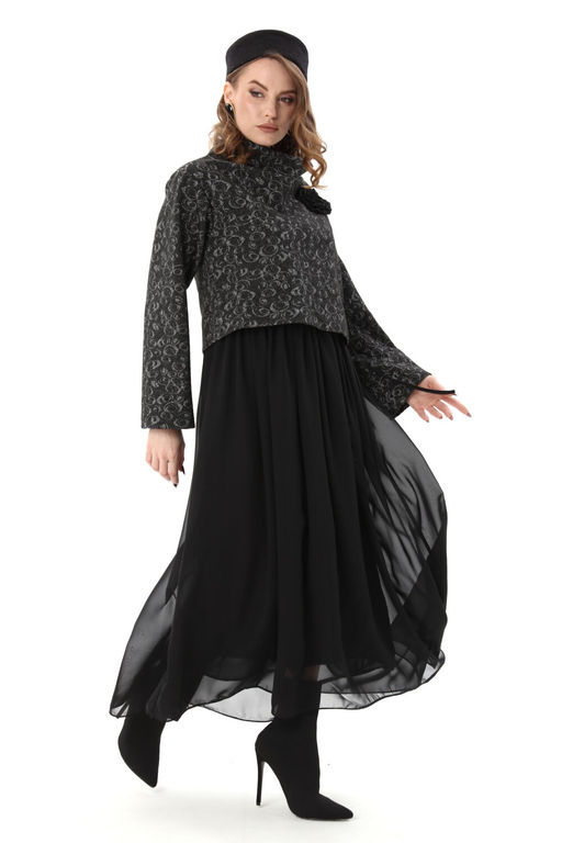 Платье NIKVA н924-9 чёрный и графит  фото 6