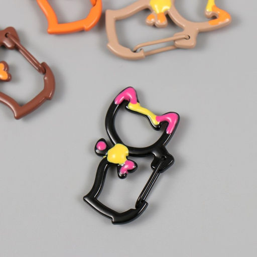 Цена за 4 шт. Карабин металл Кошечка с бантиком МИКС 3,7х2,1 см - Арт узор фото 3