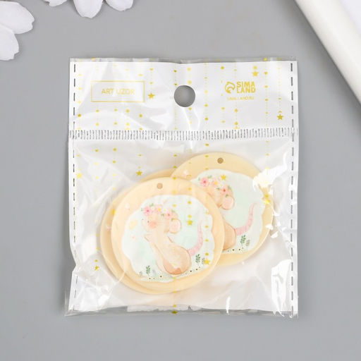 Цена за 4 шт. Декор для творчества акрил Мышка в цветочном венке, 0.2?4?4 см