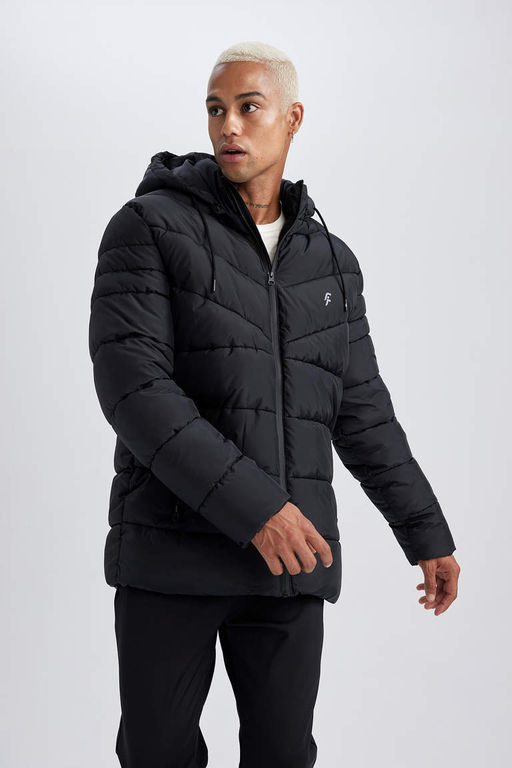 Пуховик из искусственного меха DeFactoFit стандартной посадки с капюшоном  фото 4