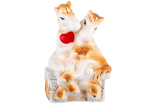 Фигурка декоративная 7*5*11 см Лошади-влюбленная пара коричневая с золотом, фарфор - Elan gallery фото 4