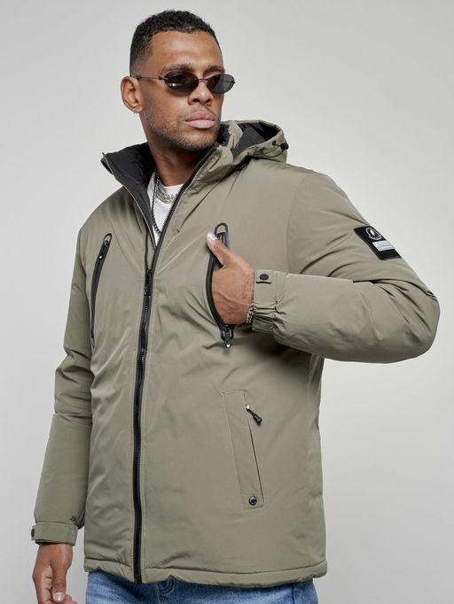 Куртка спортивная мужская зимняя с капюшоном серого цвета 8360Sr - Wonderrman фото 11