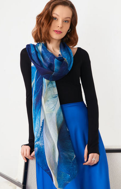 Большой, мягкий, тонкий и очень нежный двусторонний палантин с рисунком в стиле арт-дек - Tantino фото 13