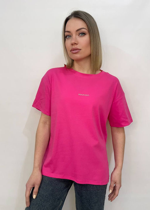 K13447 Футболка OVER SIZE (плотный хлопок) ФУКСИЯ