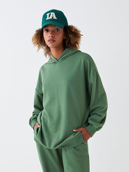 D?z Uzun Kollu Oversize Kad?n Hoodie - Waikiki фото 2