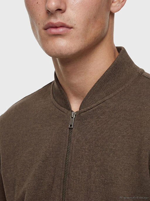 Dik Yaka Erkek Fermuarl? Sweatshirt - Waikiki фото 3