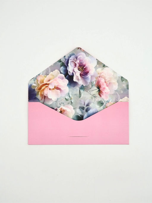 Цена за 2 шт. Конверт подарочный «Нежные цветы», софт-тач, тиснение, 19 × 9 см