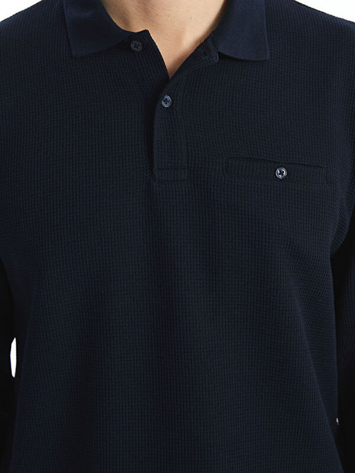 Polo Yaka Uzun Kollu Erkek Sweatshirt