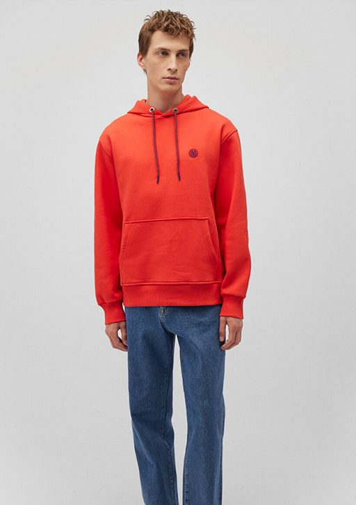 Mavi Logo Nak?sl? Kapusonlu K?rm?z? Sweatshirt  фото 2