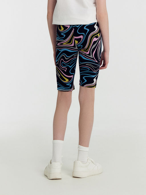 Шорты для девочек черные с принтом линии - Mark formelle фото 4