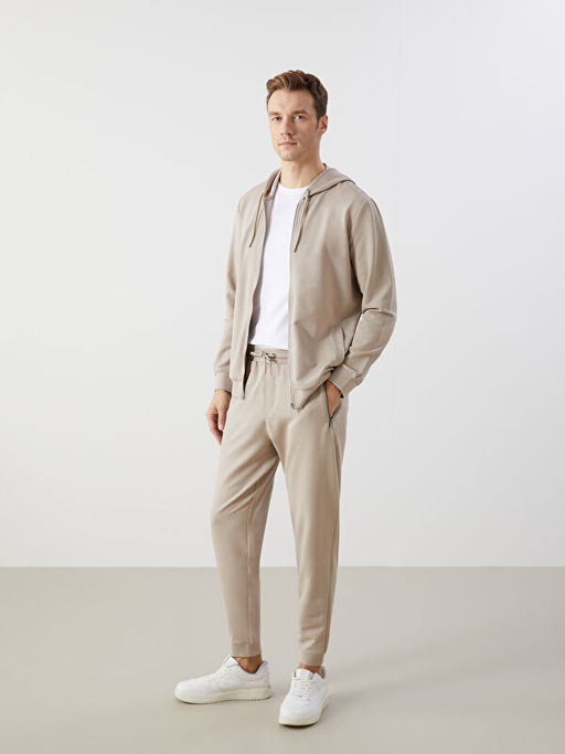 Kap??onlu Uzun Kollu Erkek Fermuarl? Sweatshirt