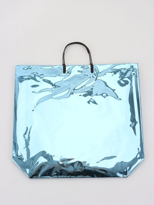 Пакет подарочный ПВХ, голография, голубой, пластиковая ручка, 44×33×12 см