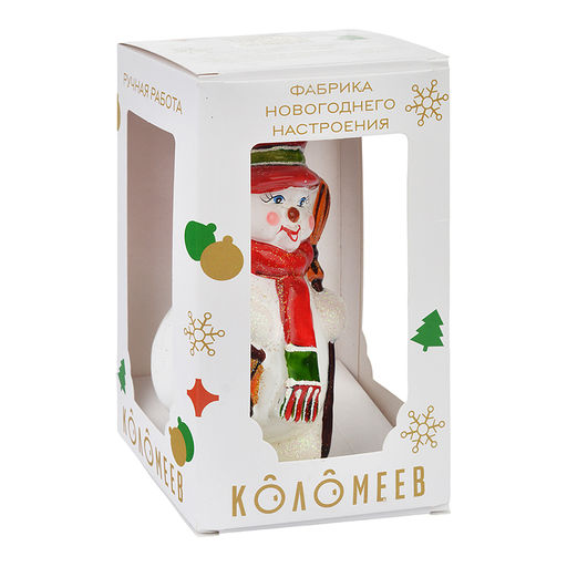 Ёлочное украшение Снеговик с фонариком зеленый,, в подарочной упаковке h-14 см - Коломеев фото 3