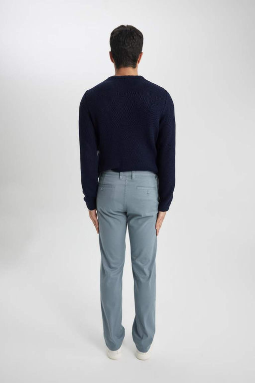 Брюки-чиносы прямого кроя из габардина с карманом на молнии и парусиновой тканью стандартного кроя - Defacto фото 10