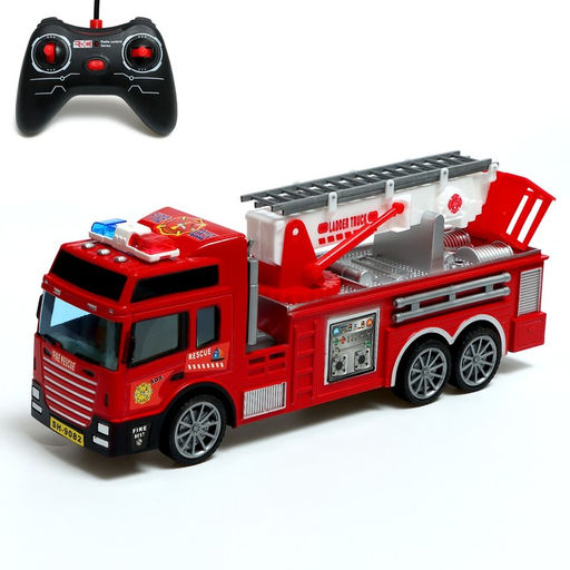 Машина радиоуправляемая Пожарная, с выдвижной лестницей, работает от батареек
