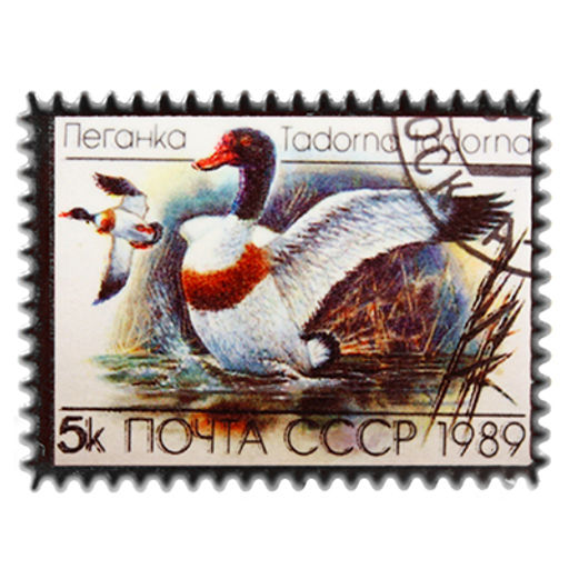 Магнит керамический 6х8см Почтовая марка Утка-Пеганка (Китай)