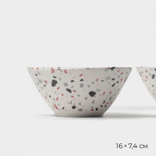 Салатники Magistro Terazzo, 700 мл, 16×7.4 см, набор 2 шт., фарфор, белые