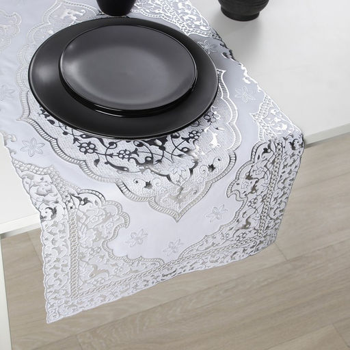 Салфетка ажурная для стола Восток, 8440 см, ПВХ, цвет серебряный - Simaland фото 2