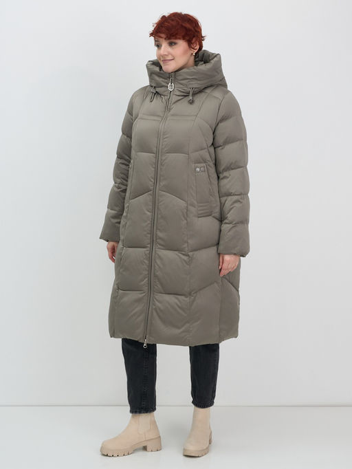 Пальто зимнее женское Visdeer 7702SK светло-коричневое утеплитель 240 г/м²  фото 10