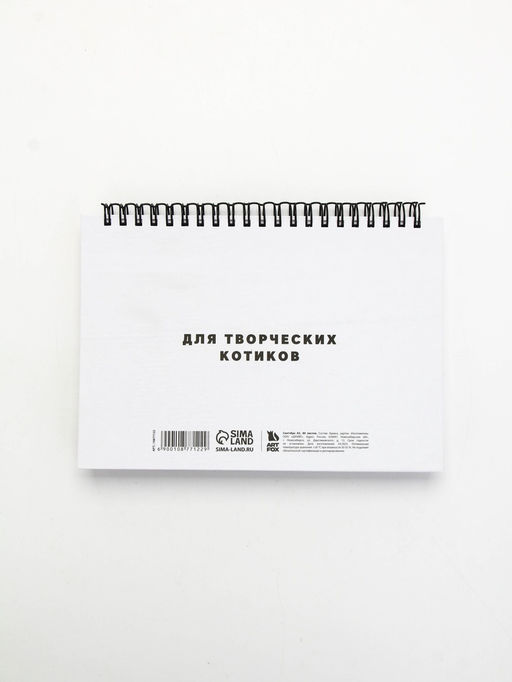 Скетчбук в твердой обложке на гребне А5 80 л 100 г/м "Котик"