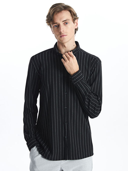 Slim Fit Uzun Kollu ?izgili Erkek G?mlek