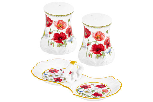 Набор д/специй 2 пр.  Маки 16,5*9*7,5 см на подставке NEW BONE CHINA - Elan gallery фото 13
