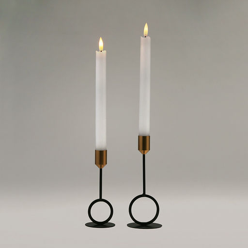 Свеча столовая, восковая, светодиодная на батарейках "Столовая" д2,2см h22,3(25)см, свет теплый, с мерцанием, цвет белый, питание от 2-х батареек ААА (в комплект не входят), 2 штуки в ПВХ коробке (Китай)