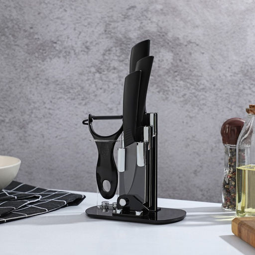 Набор ножей Magistro Black, 4 предмета, на подставке, цвет чёрный  фото 2