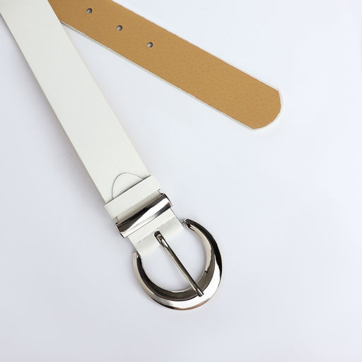 Ремень женский с винтом, 110×3.3 см, пряжка металл, серебристая, белый