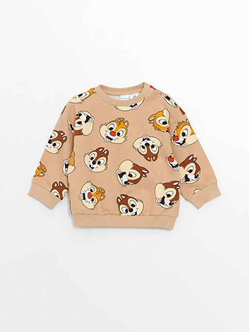 Bisiklet Yaka Uzun Kollu Chip and Dale Bask?l? Erkek Bebek Sweatshirt ve E?ofman Alt 2li Tak?m - Waikiki фото 2