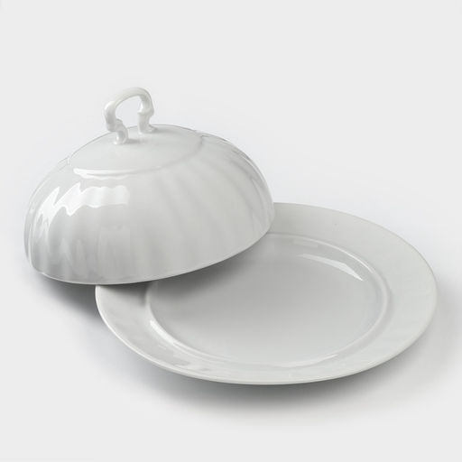 Маслёнка Добрушский завод «Бельё», 500 мл, фарфор, белая