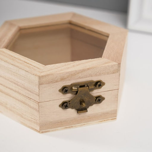 Шкатулка для росписи дерево «Многогранник со стеклянной вставкой», для творчества, декора, 10×9×4.5 см