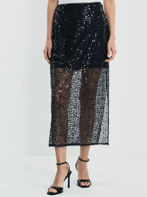 Двухслойная юбка миди c пайетками / Zarina