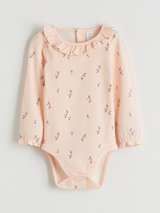 Bisiklet Yaka ?i?ekli K?z Bebek ??t??tl? Bodysuit